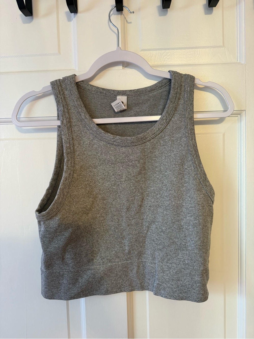 90 Degree By Reflex Gray Sleeveless Crop Tank Top